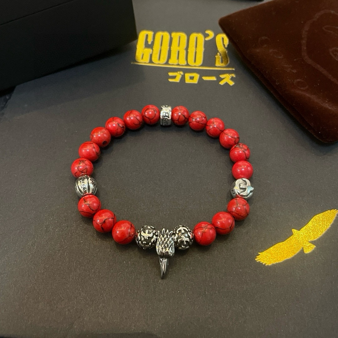 NO:543050,[New Products are on the Shelves] Goro Takahashi Goro Red Pineapple Bracelet, Top Version, Accepted Exclusive Shot, Mainly Focused on the High-end Market, Absolutely Different from the Ordinary Version!  The details of the picture product are consistent with ZP!  Original production process, precision quality, purely handmade, authentic model opening, fashion essentials, both men and women can wear, same couple style, rock punk silver style, retro elements, trendy and versatile, same style on the official website, fine jewelry, bracelet19860909【新品上架】Goro’s高桥吾郎红松石手串手链,顶级版本 认准独家拍摄 主攻高端市场 绝对区别普通版本！图片产品细节与ZP一致！原版制作工艺 精工品质 纯手工打造 ～正品开模潮流时尚必备 男女均可佩戴 情侣款同款 摇滚朋克泰银风格 复古元素 潮流百搭 官网同款,饰品精品,bracelet,Jewelry