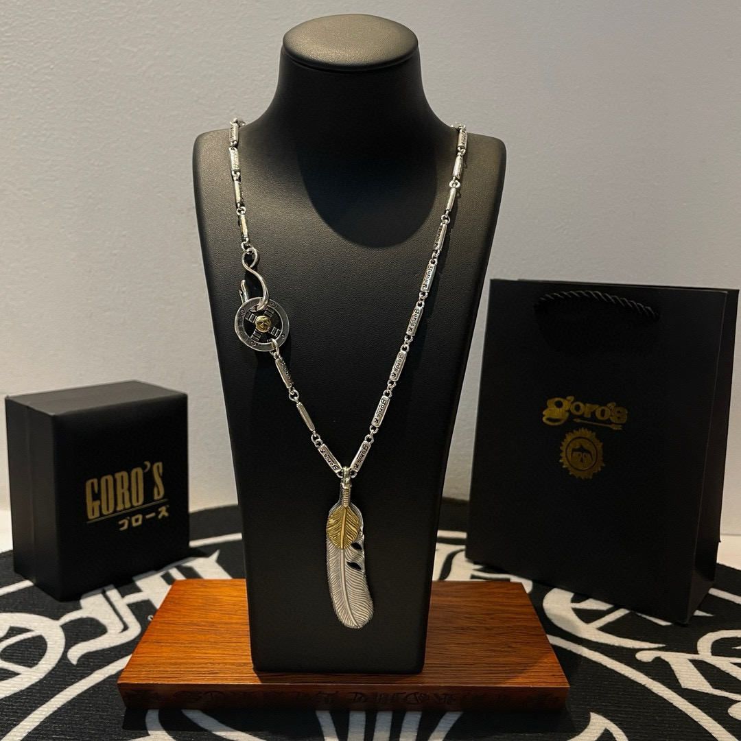 NO:556488,[New products on the shelves] Goro’s Goro Takahashi golden feather pendant, Takahashi’s classic bamboo necklace, top version, exclusive photo shoot, focusing on the high-end market, popular model in Kuaishou/ins/Xiaohongshu, absolutely different from the ordinary version!  The product details in the pictures are consistent with ZP!  Original production process, exquisite quality, purely handmade ~ Authentic mold opening, trendy and fashionable must-have, can be worn by both men and women, the same style for couples, rock punk Thai silver style, retro elements, trendy and versatile, the same style as the official website, boutique jewelry, necklace19860909【新品上架】Goro’s高桥吾郎点金羽毛吊坠,高桥经典竹节项链,顶级版本,认准独家拍摄,主攻高端市场 ,快手/ins/小红书热门款,绝对区别普通版本！图片产品细节与ZP一致！原版制作工艺 精工品质 纯手工打造 ～正品开模潮流时尚必备 男女均可佩戴 情侣款同款 摇滚朋克泰银风格 复古元素 潮流百搭 官网同款,饰品精品,necklace,Jewelry