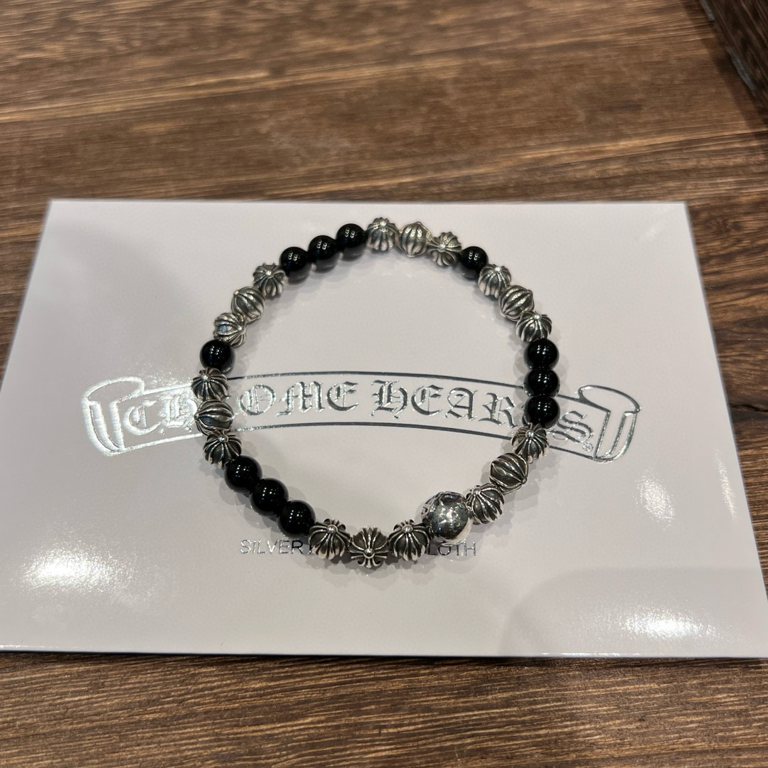 NO:556601,Chrome Hearts Natural Obsidian 19 Silver Beads Bracelet, Versatile and Very Beautiful, Suitable for Stacking and Matching, Boutique Jewelry, Chrome Hearts, Chrome Hearts19860909Chrome Hearts克罗心 天然黑曜石 19银珠手串 个性百搭上手非常好看的一款 适合叠戴搭配,饰品精品,chrome hearts,chrome hearts,Jewelry