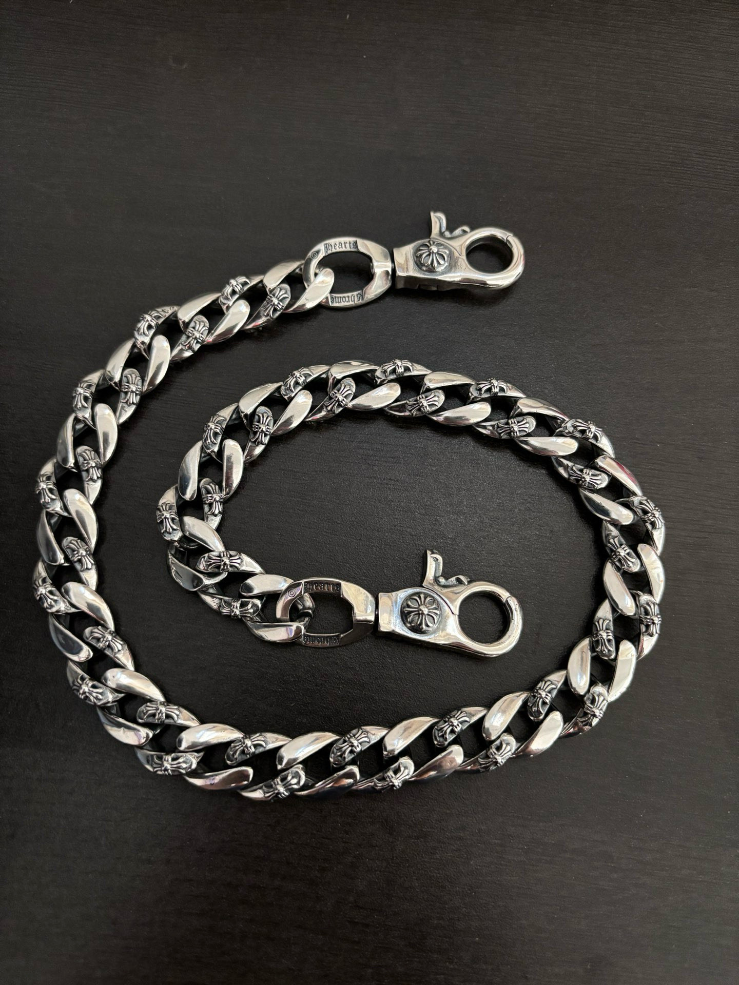 NO:556616,CH trendy brand Chrome Hearts retro distressed lobster clasp cross flower pants chain bag chain, jewelry boutique, chrome hearts19860909CH潮牌克罗心复古做旧龙虾扣十字间花裤链包包链,饰品精品,chrome hearts,Jewelry