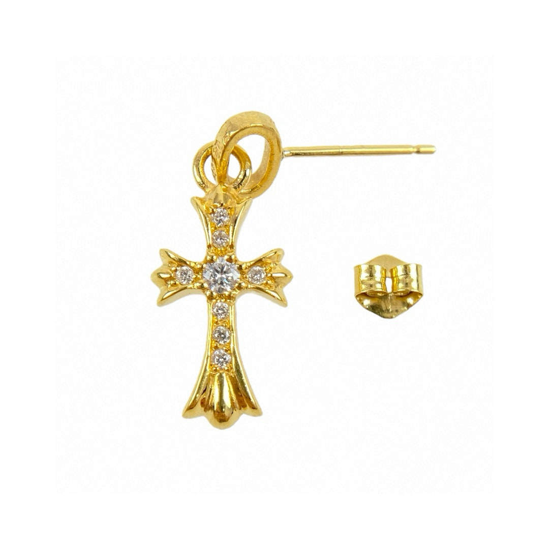 NO:556220,Chrome Hearts 22k gold-plated Babyfat cross earrings, jewelry boutique, chrome hearts, chrome hearts, gold plating19860909Chrome Hearts克罗心 22k镀金 Babyfat 十字耳钉,饰品精品,chrome hearts,chrome hearts,gold plating,Jewelry