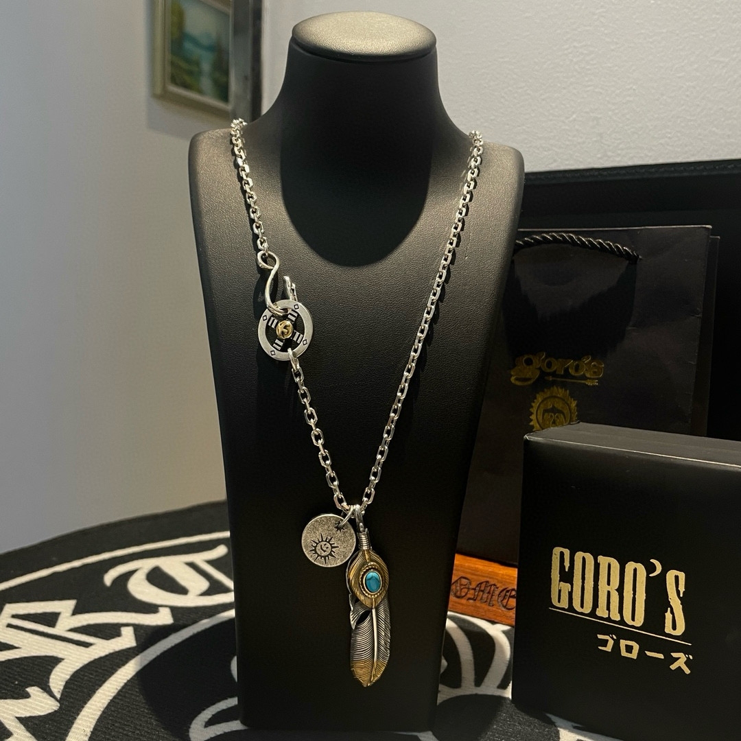 NO:557689,Batch of [new products on the shelves] Goro’s Takahashi Goro turquoise feather pendant, Takahashi Goro classic necklace, top version, exclusive photo shoot, focusing on the high-end market, Kuaishou/ins/Xiaohongshu popular model, absolutely different from the ordinary version!  The product details in the pictures are consistent with ZP!  Original production process, exquisite quality, purely handmade ~ Authentic mold opening, trendy and fashionable must-have, can be worn by both men and women, same style for couples, rock punk Thai silver style, retro elements, trendy and versatile, same style as the official website, fine jewelry, necklace19860909批【新品上架】Goro’s高桥吾郎松石羽毛吊坠,高桥吾郎经典项链,顶级版本,认准独家拍摄,主攻高端市场 ,快手/ins/小红书热门款,绝对区别普通版本！图片产品细节与ZP一致！原版制作工艺 精工品质 纯手工打造 ～正品开模潮流时尚必备 男女均可佩戴 情侣款同款 摇滚朋克泰银风格 复古元素 潮流百搭 官网同款,饰品精品,necklace,Jewelry