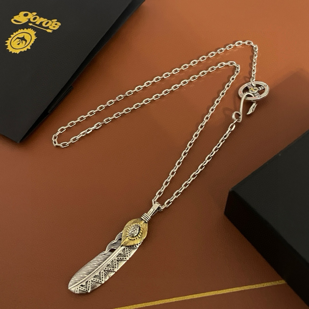 NO:581890,[New products on the shelves] Goro’s Goro Takahashi Feather Pendant Takahashi Classic Necklace Top-of-the-line version. Look for exclusive shooting. Focus on the high-end market. Definitely different from the ordinary version!  The product details in the pictures are consistent with ZP!  Original production process, exquisite quality, purely handmade ~ Authentic mold opening, trendy and fashionable must-have, can be worn by both men and women, the same style for couples, rock punk Thai silver style, retro elements, trendy and versatile, the same style as the official website, boutique jewelry, necklace19860909【新品上架】Goro’s高桥吾郎 羽毛吊坠 高桥经典项链 顶级版本 认准独家拍摄 主攻高端市场 绝对区别普通版本！图片产品细节与ZP一致！原版制作工艺 精工品质 纯手工打造 ～正品开模潮流时尚必备 男女均可佩戴 情侣款同款 摇滚朋克泰银风格 复古元素 潮流百搭 官网同款,饰品精品,necklace,Jewelry