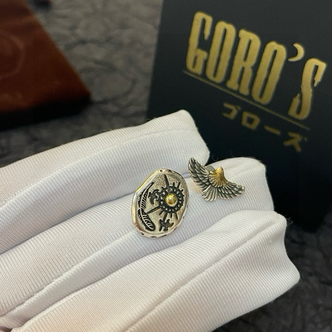 批💰85  【新品上架】Goro’s高桥吾郎复古点金飞鸟耳钉，顶级版本 认准独家拍摄 主攻高端市场 绝对区别普通版本！图片产品细节与ZP一致！原版制作工艺 精工品质 纯手工打造 ～正品开模💝潮流时尚必备 男女均可佩戴 情侣款同款 摇滚朋克泰银风格 复古元素 潮流百搭 官网同款❤️