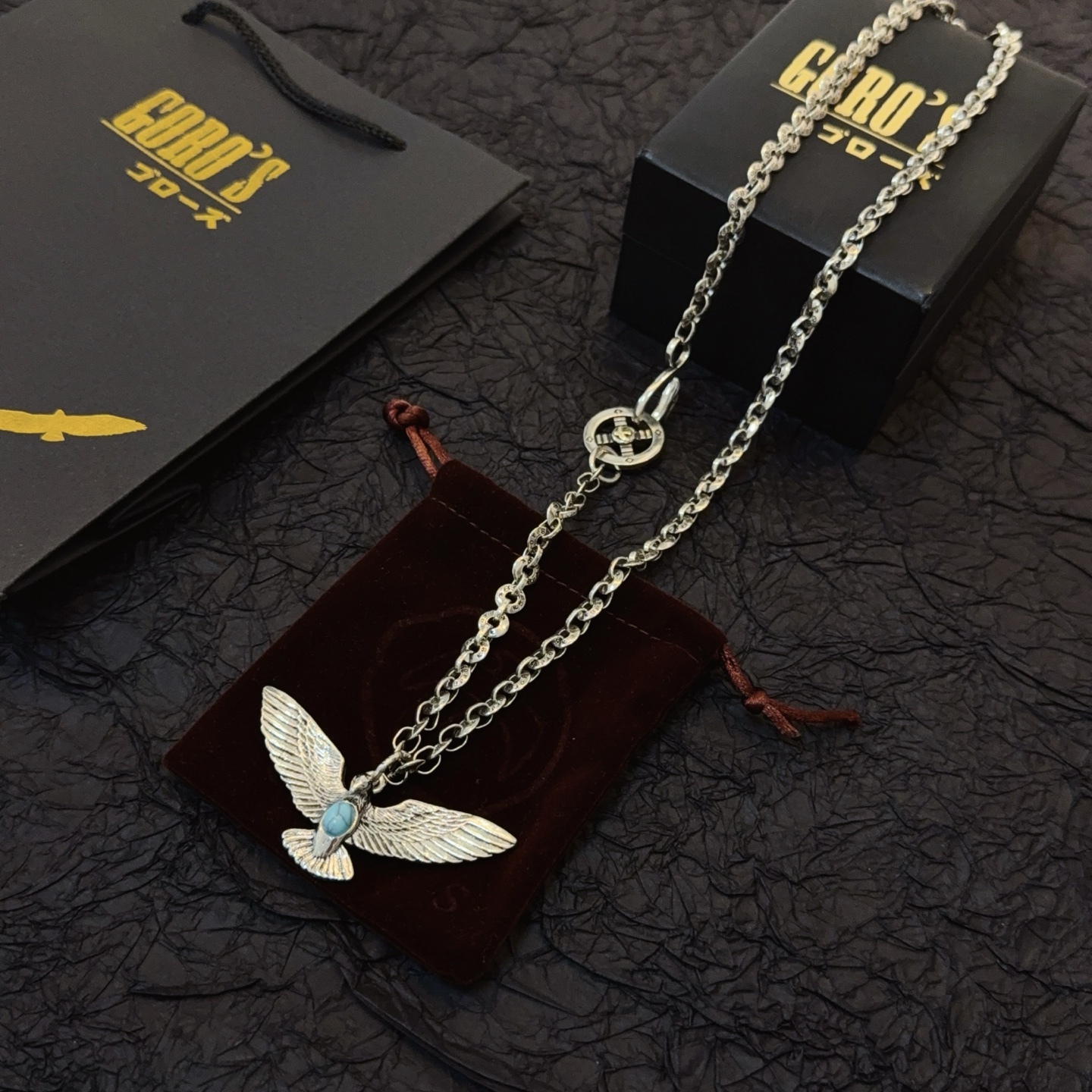 💰150    【新品上架】Goro’s高桥吾郎飞鹰项链，顶级版本，认准独家拍摄，主攻高端市场 ，快手/ins/小红书热门款，绝对区别普通版本！图片产品细节与ZP一致！原版制作工艺 精工品质 纯手工打造 ～正品开模💝潮流时尚必备 男女均可佩戴 情侣款同款 摇滚朋克泰银风格 复古元素 潮流百搭 官网同款❤️