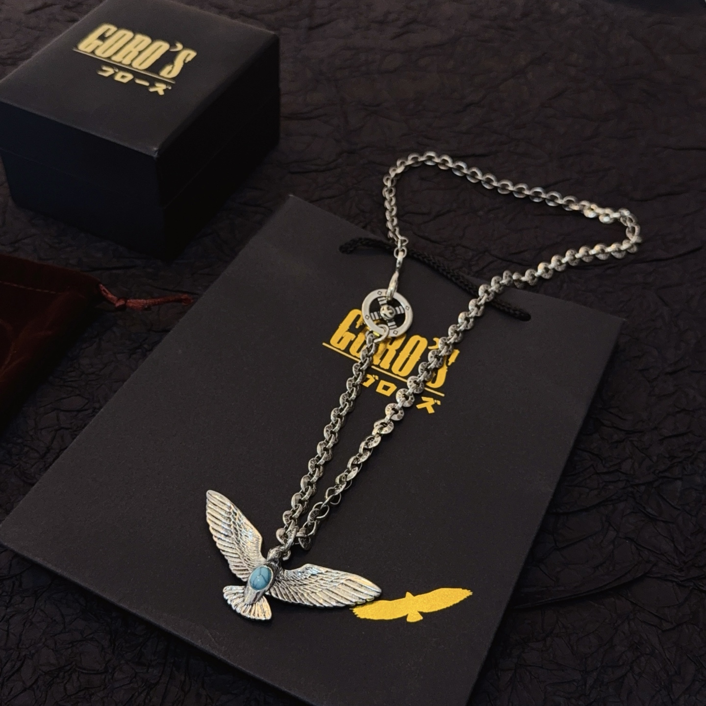 💰150    【新品上架】Goro’s高桥吾郎飞鹰项链，顶级版本，认准独家拍摄，主攻高端市场 ，快手/ins/小红书热门款，绝对区别普通版本！图片产品细节与ZP一致！原版制作工艺 精工品质 纯手工打造 ～正品开模💝潮流时尚必备 男女均可佩戴 情侣款同款 摇滚朋克泰银风格 复古元素 潮流百搭 官网同款❤️