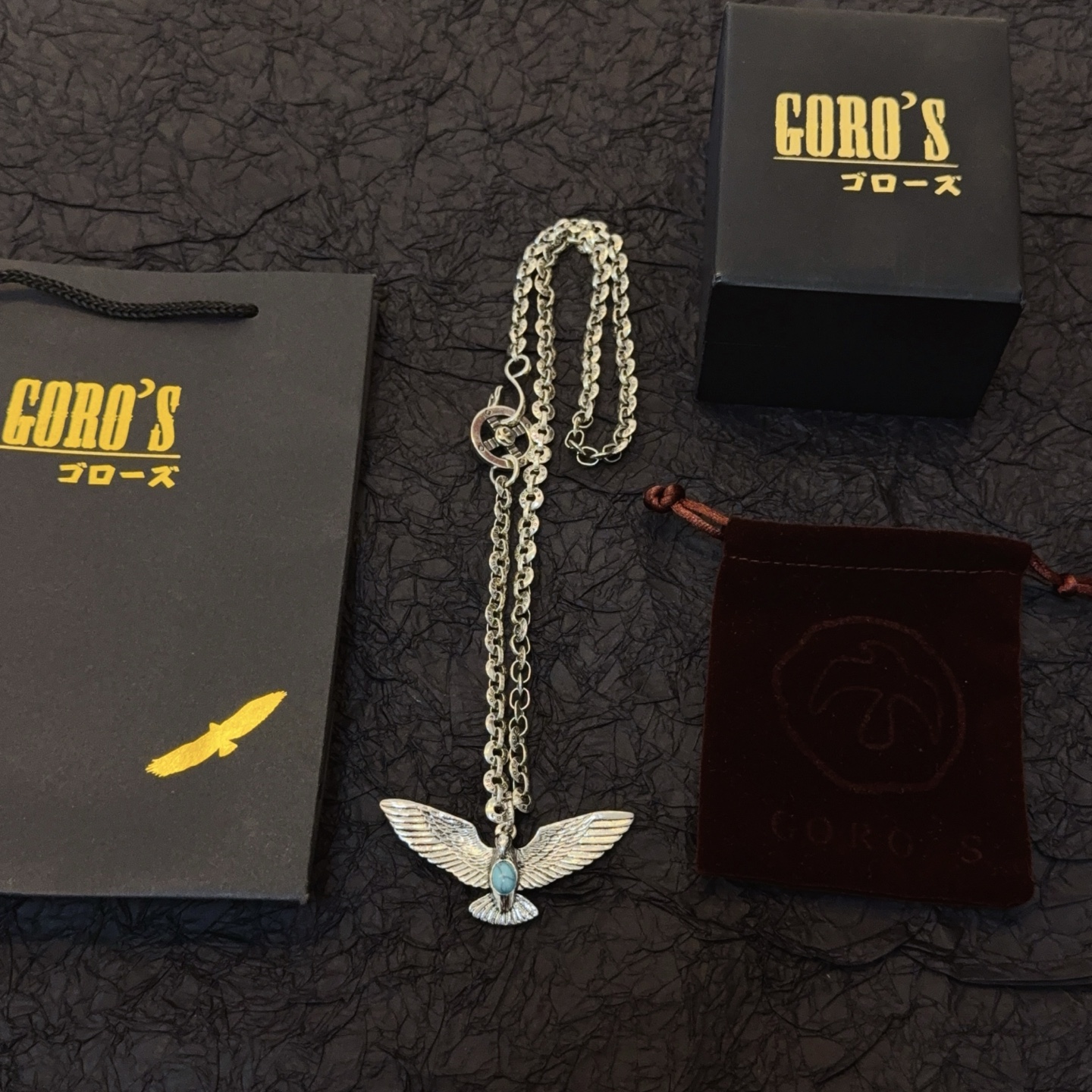 💰150    【新品上架】Goro’s高桥吾郎飞鹰项链，顶级版本，认准独家拍摄，主攻高端市场 ，快手/ins/小红书热门款，绝对区别普通版本！图片产品细节与ZP一致！原版制作工艺 精工品质 纯手工打造 ～正品开模💝潮流时尚必备 男女均可佩戴 情侣款同款 摇滚朋克泰银风格 复古元素 潮流百搭 官网同款❤️