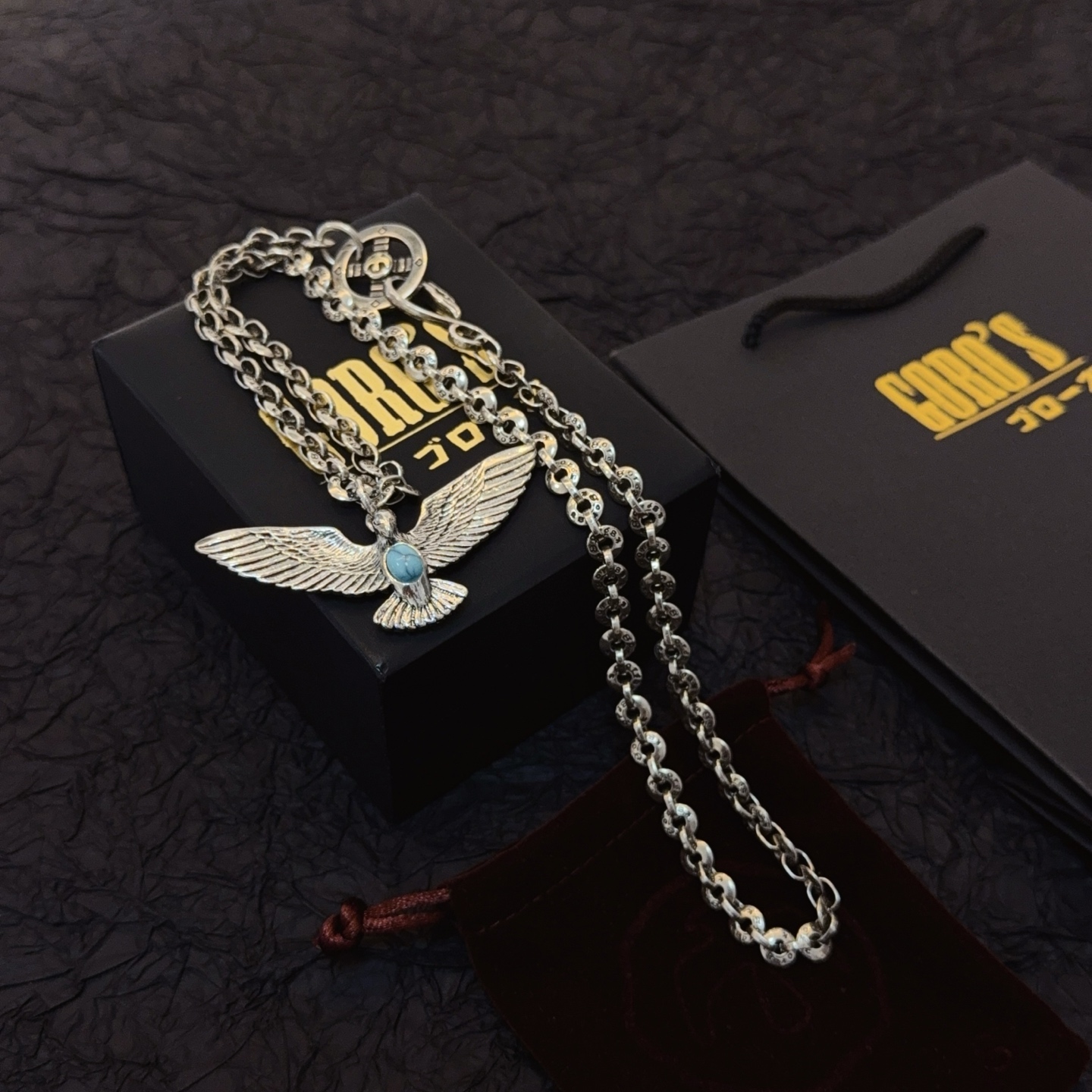 💰150    【新品上架】Goro’s高桥吾郎飞鹰项链，顶级版本，认准独家拍摄，主攻高端市场 ，快手/ins/小红书热门款，绝对区别普通版本！图片产品细节与ZP一致！原版制作工艺 精工品质 纯手工打造 ～正品开模💝潮流时尚必备 男女均可佩戴 情侣款同款 摇滚朋克泰银风格 复古元素 潮流百搭 官网同款❤️