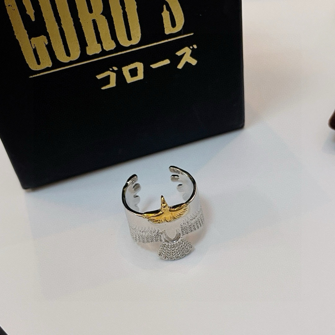 批💰85  【新品上架】Goro’s高桥吾郎点金老鹰开口戒指，顶级版本 认准独家拍摄 主攻高端市场 绝对区别普通版本！图片产品细节与ZP一致！原版制作工艺 精工品质 纯手工打造 ～正品开模💝潮流时尚必备 男女均可佩戴 情侣款同款 摇滚朋克泰银风格 复古元素 潮流百搭 官网同款❤️
