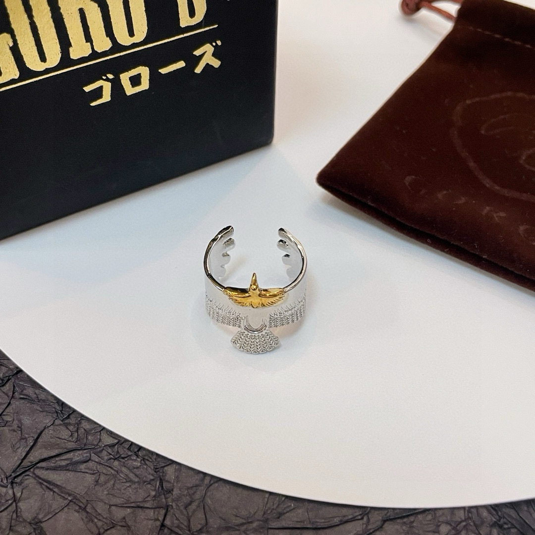 批💰85  【新品上架】Goro’s高桥吾郎点金老鹰开口戒指，顶级版本 认准独家拍摄 主攻高端市场 绝对区别普通版本！图片产品细节与ZP一致！原版制作工艺 精工品质 纯手工打造 ～正品开模💝潮流时尚必备 男女均可佩戴 情侣款同款 摇滚朋克泰银风格 复古元素 潮流百搭 官网同款❤️