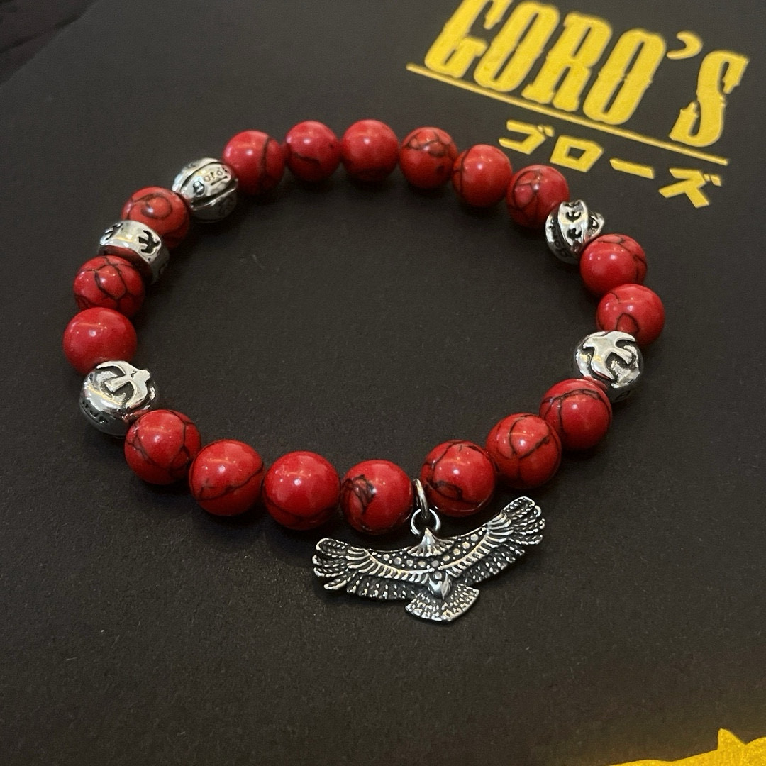 NO:583568,Batch [new product on the shelves] Goro’s Goro Takahashi red turquoise eagle bracelet, top version, look for exclusive shooting, focus on the high-end market, absolutely different from the ordinary version!  The product details in the pictures are consistent with ZP!  Original production process, exquisite quality, purely handmade ~ Authentic open mold, fashionable must-have, can be worn by both men and women, same style for couples, rock punk Thai silver style, retro elements, trendy and versatile, same style as the official website, boutique jewelry, bracelet19860909批【新品上架】Goro’s高桥吾郎红松石老鹰手串手链,顶级版本 认准独家拍摄 主攻高端市场 绝对区别普通版本！图片产品细节与ZP一致！原版制作工艺 精工品质 纯手工打造 ～正品开模潮流时尚必备 男女均可佩戴 情侣款同款 摇滚朋克泰银风格 复古元素 潮流百搭 官网同款,饰品精品,bracelet,Jewelry