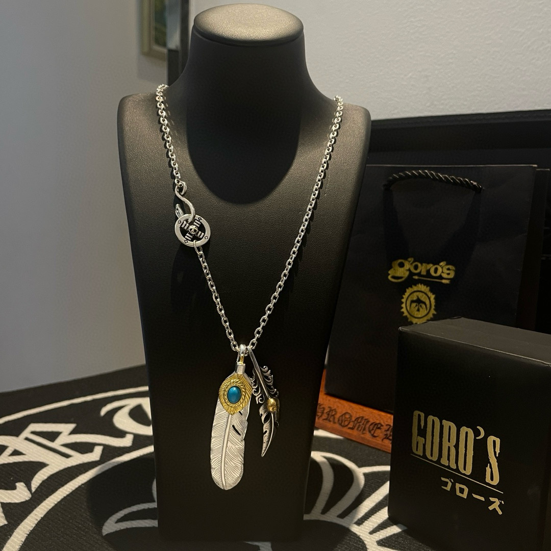 NO:643249,[New product on the shelves] Goro’s Goro Takahashi turquoise feather pendant, Takahashi classic necklace, top version, exclusive photo shoot, focusing on the high-end market, popular model on Kuaishou/ins/Xiaohongshu, absolutely different from the ordinary version!  The product details in the pictures are consistent with ZP!  Original production process, exquisite quality, purely handmade ~ Authentic mold opening, trendy and fashionable must-have, can be worn by both men and women, the same style for couples, rock punk Thai silver style, retro elements, trendy and versatile, the same style as the official website, boutique jewelry, necklace19860909【新品上架】Goro’s高桥吾郎松石羽毛吊坠,高桥经典项链,顶级版本,认准独家拍摄,主攻高端市场 ,快手/ins/小红书热门款,绝对区别普通版本！图片产品细节与ZP一致！原版制作工艺 精工品质 纯手工打造 ～正品开模潮流时尚必备 男女均可佩戴 情侣款同款 摇滚朋克泰银风格 复古元素 潮流百搭 官网同款,饰品精品,necklace,Jewelry