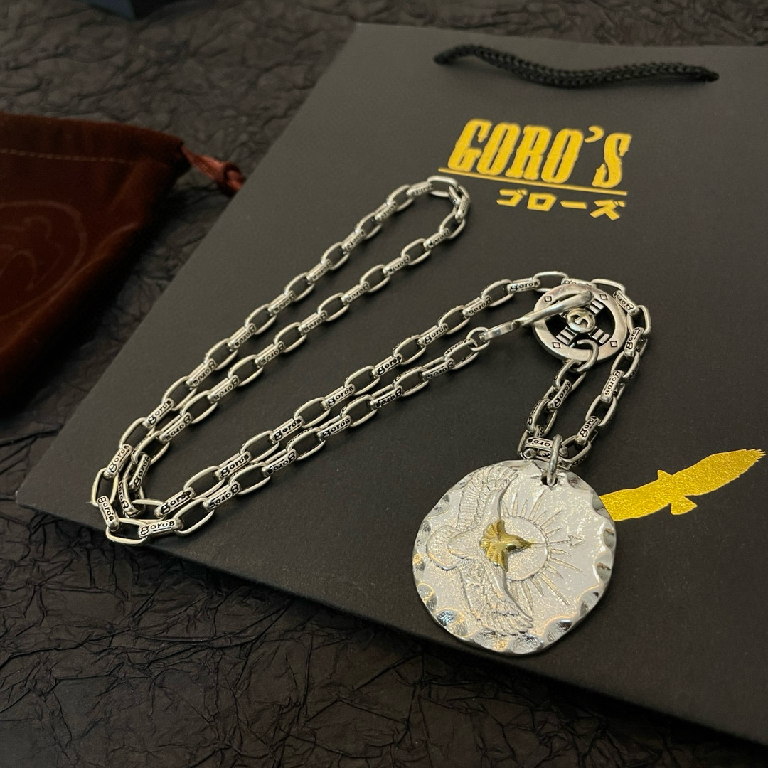 Goro's 批 【新品上架】Goro’s高桥吾郎银饼老鹰十字架吊坠 高桥吾郎字母项链 认准独家拍摄