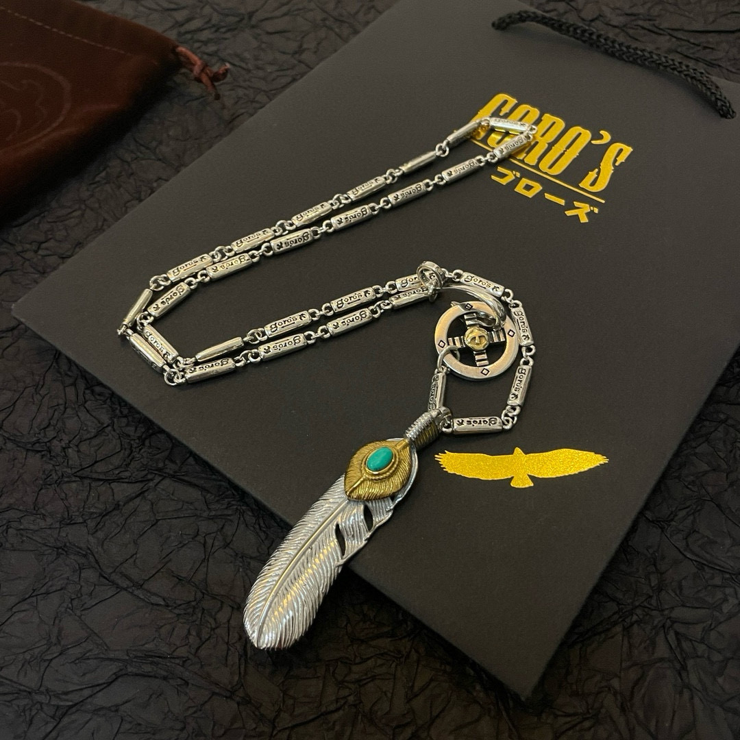 Goro's 批 【新品上架】Goro’s高桥吾郎松石羽毛吊坠 高桥 竹节项链 认准独家拍摄 主攻高端市场