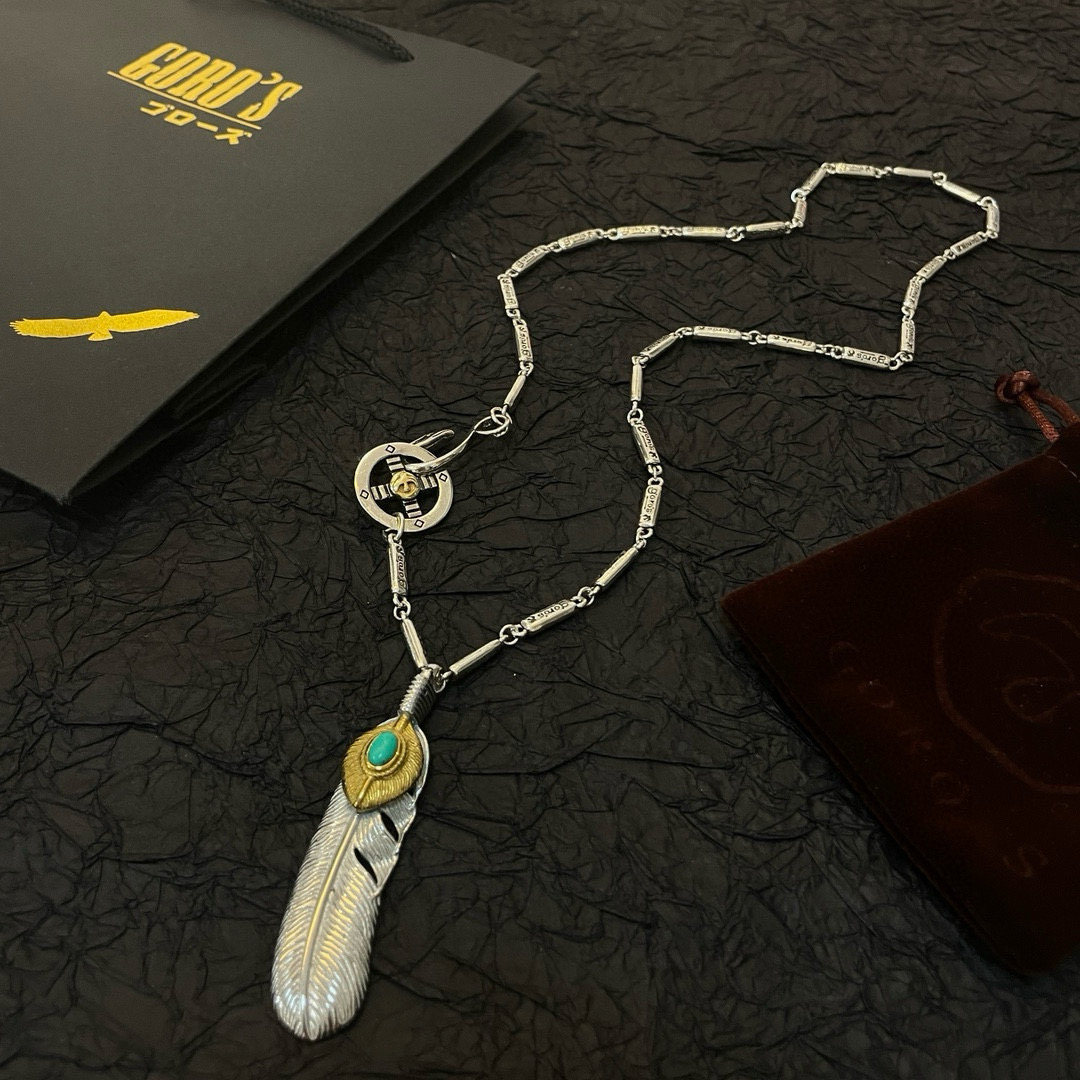 Goro's 批 【新品上架】Goro’s高桥吾郎松石羽毛吊坠 高桥 竹节项链 认准独家拍摄 主攻高端市场
