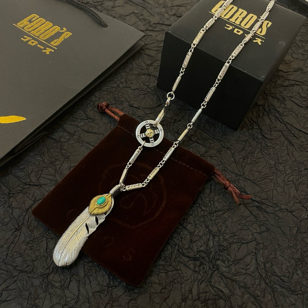 Goro's 批 【新品上架】Goro’s高桥吾郎松石羽毛吊坠 高桥 竹节项链 认准独家拍摄 主攻高端市场