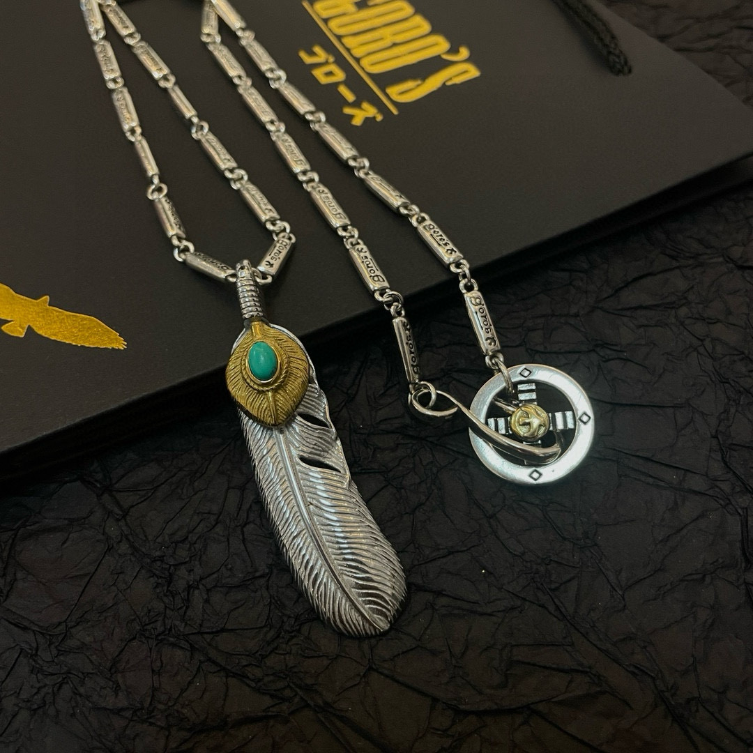 Goro's 批 【新品上架】Goro’s高桥吾郎松石羽毛吊坠 高桥 竹节项链 认准独家拍摄 主攻高端市场