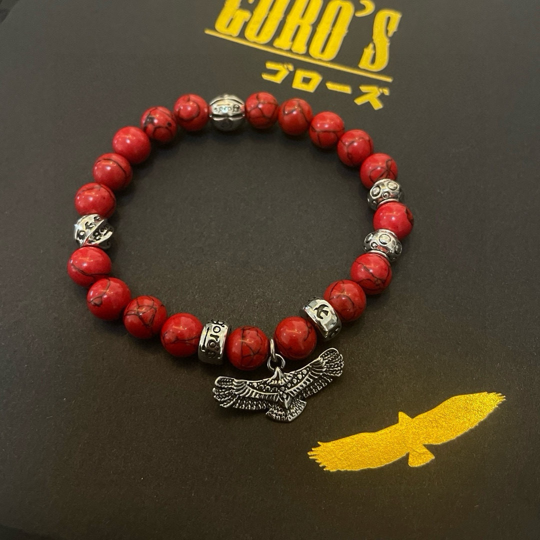 NO:643283,Batch [new product on the shelves] Goro’s Goro Takahashi red turquoise eagle bracelet, top version, look for exclusive shooting, focus on the high-end market, absolutely different from the ordinary version!  The product details in the pictures are consistent with ZP!  Original production process, exquisite quality, purely handmade ~ Authentic open mold, fashionable must-have, can be worn by both men and women, same style for couples, rock punk Thai silver style, retro elements, trendy and versatile, same style as the official website, boutique jewelry, bracelet19860909批【新品上架】Goro’s高桥吾郎红松石老鹰手串手链,顶级版本 认准独家拍摄 主攻高端市场 绝对区别普通版本！图片产品细节与ZP一致！原版制作工艺 精工品质 纯手工打造 ～正品开模潮流时尚必备 男女均可佩戴 情侣款同款 摇滚朋克泰银风格 复古元素 潮流百搭 官网同款,饰品精品,bracelet,Jewelry