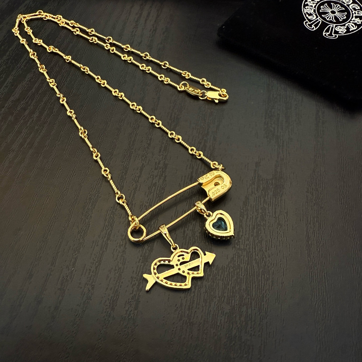 Chrome Hearts 新款【 品质】Chrome Hearts克罗心麻获别针蓝钻钥匙项链