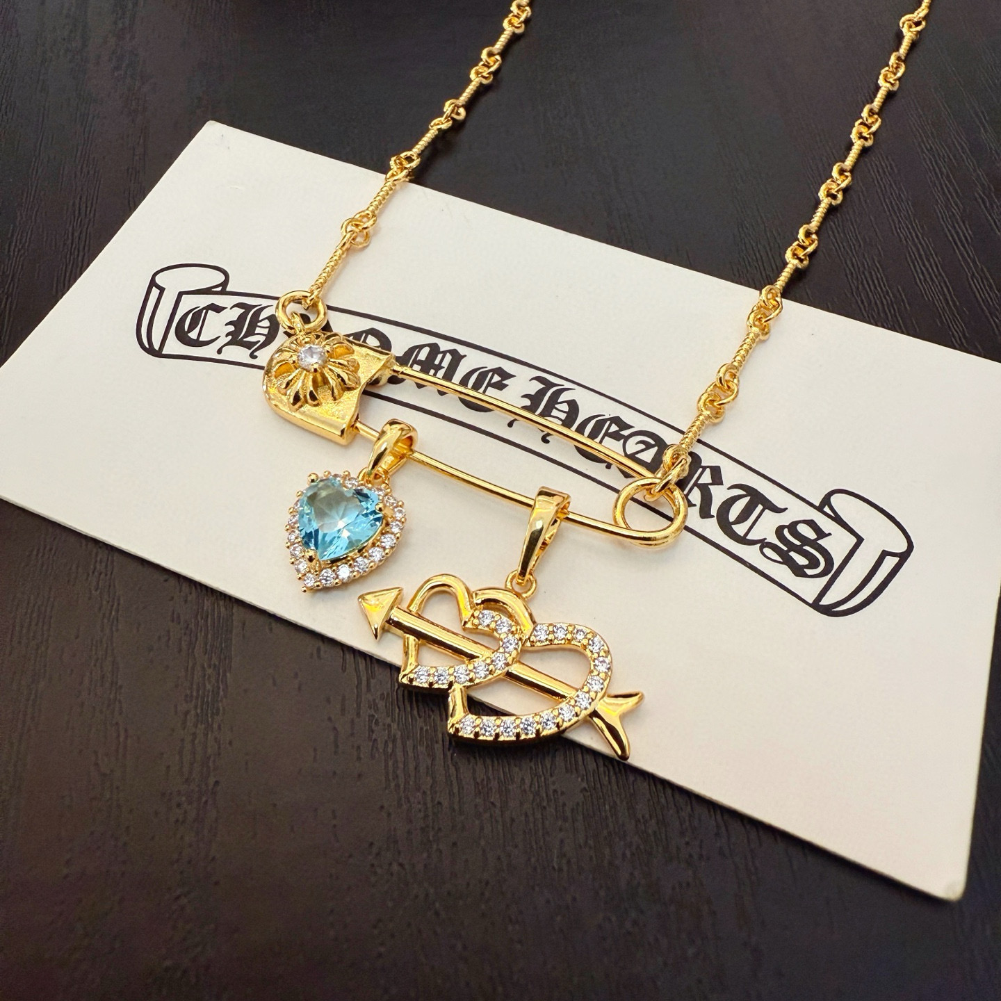 Chrome Hearts 新款【 品质】Chrome Hearts克罗心麻获别针蓝钻钥匙项链