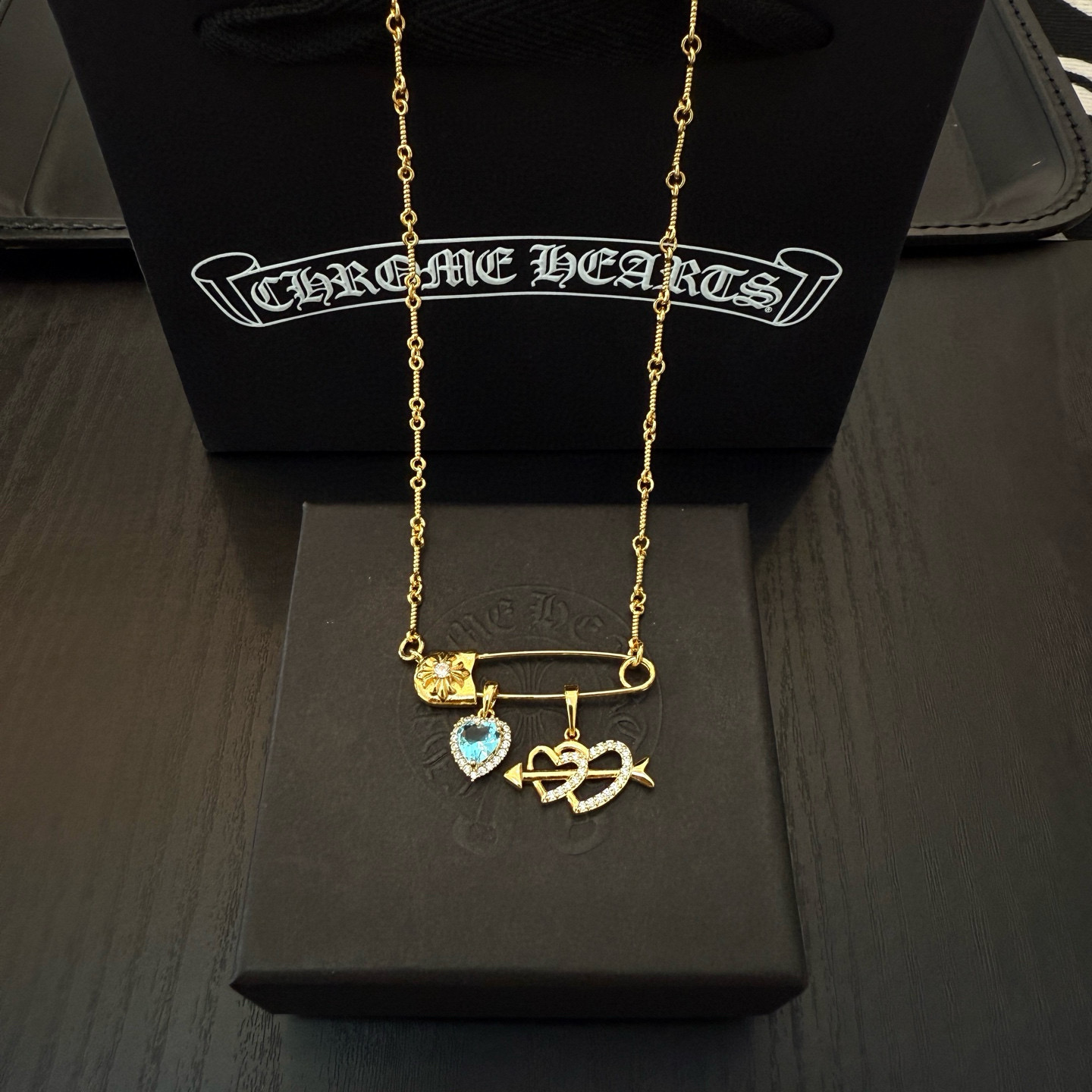Chrome Hearts 新款【 品质】Chrome Hearts克罗心麻获别针蓝钻钥匙项链
