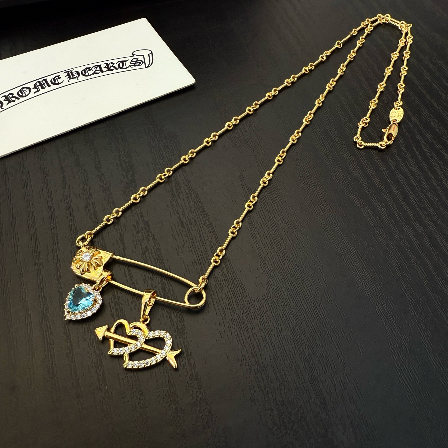 Chrome Hearts 新款【 品质】Chrome Hearts克罗心麻获别针蓝钻钥匙项链