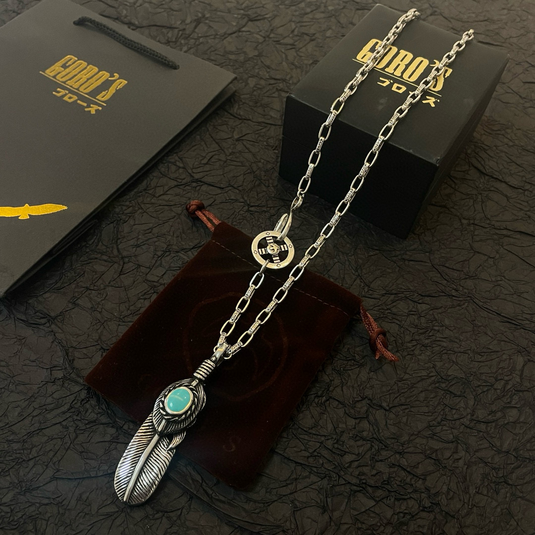 Goro's 新品上架Goro’s高桥吾郎松石羽毛吊坠 高桥环扣项链 认准独家拍摄 主攻高端市场