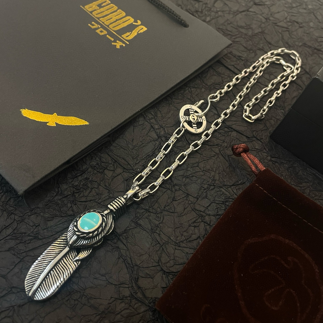 Goro's 新品上架Goro’s高桥吾郎松石羽毛吊坠 高桥环扣项链 认准独家拍摄 主攻高端市场