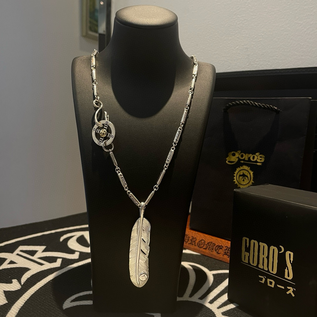 NO:678605,[New products on the shelves] Goro’s Goro Takahashi all-silver feather pendant, Takahashi’s classic bamboo necklace, top version, exclusive photo shoot, focusing on the high-end market, popular model on Kuaishou/ins/Xiaohongshu, absolutely different from the ordinary version!  The product details in the pictures are consistent with ZP!  Original production process, exquisite quality, purely handmade ~ Authentic mold opening, trendy and fashionable must-have, can be worn by both men and women, the same style for couples, rock punk Thai silver style, retro elements, trendy and versatile, the same style as the official website, boutique jewelry, necklace19860909【新品上架】Goro’s高桥吾郎全银羽毛吊坠,高桥经典竹节项链,顶级版本,认准独家拍摄,主攻高端市场 ,快手/ins/小红书热门款,绝对区别普通版本！图片产品细节与ZP一致！原版制作工艺 精工品质 纯手工打造 ～正品开模潮流时尚必备 男女均可佩戴 情侣款同款 摇滚朋克泰银风格 复古元素 潮流百搭 官网同款,饰品精品,necklace,Jewelry