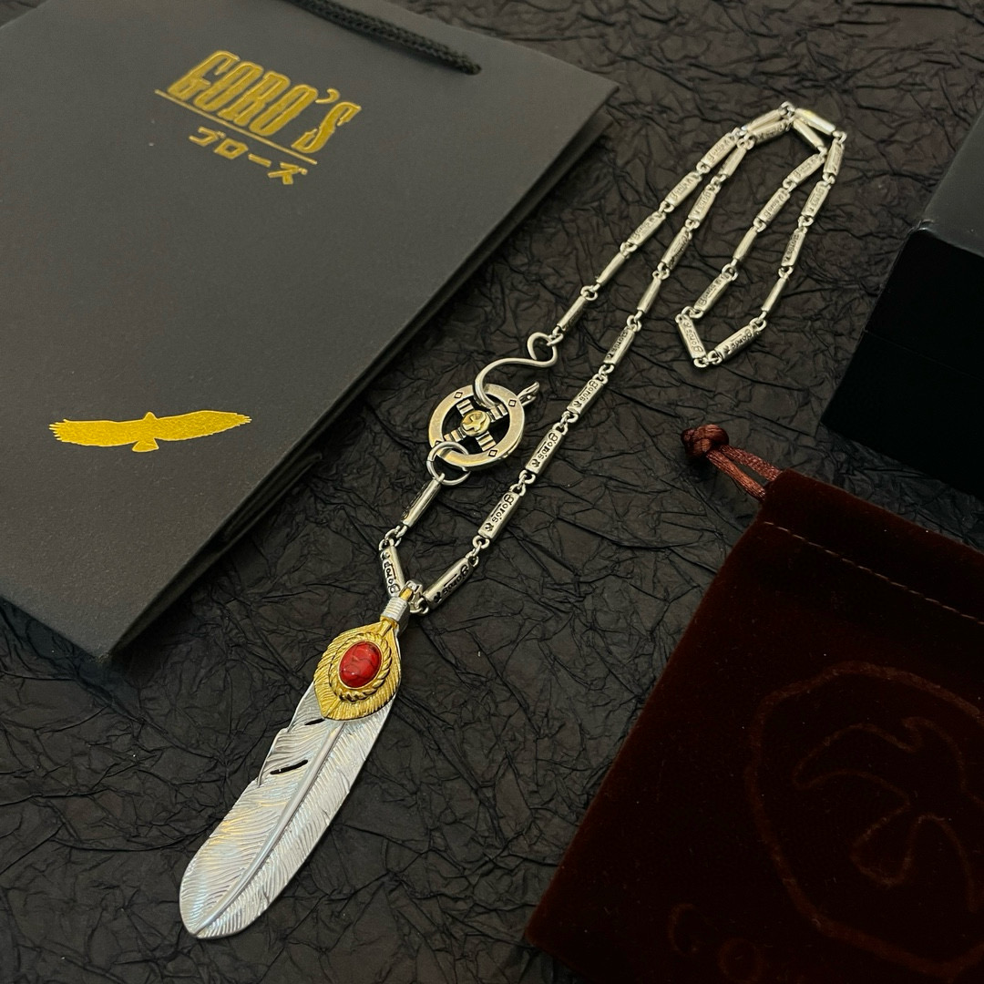 Goro's 新品上架Goro’s高桥吾郎松石羽毛吊坠 高桥吾郎竹节项链 认准独家拍摄 主攻高端市场