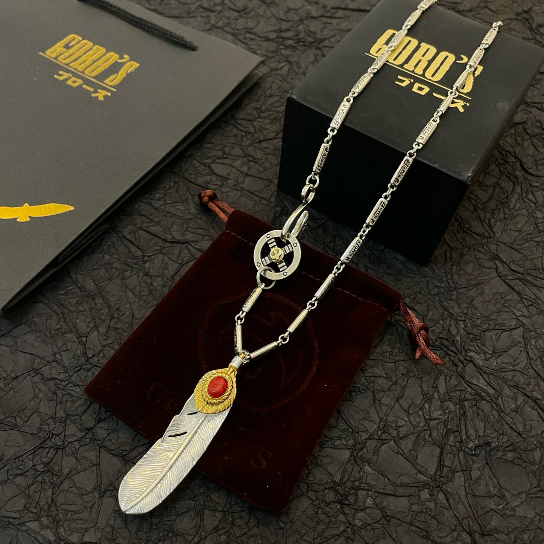 Goro's 新品上架Goro’s高桥吾郎松石羽毛吊坠 高桥吾郎竹节项链 认准独家拍摄 主攻高端市场