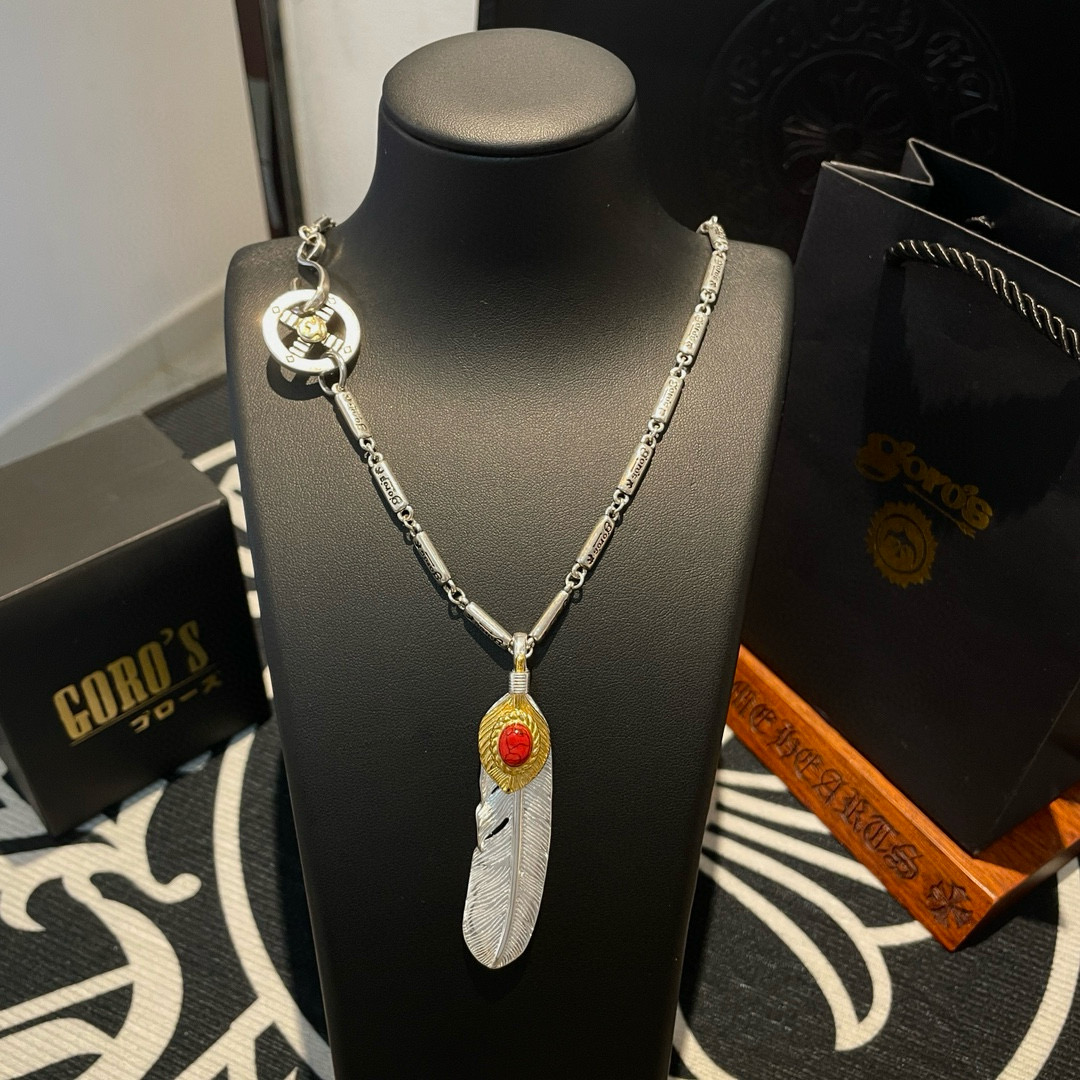 Goro's 新品上架Goro’s高桥吾郎松石羽毛吊坠 高桥吾郎竹节项链 认准独家拍摄 主攻高端市场