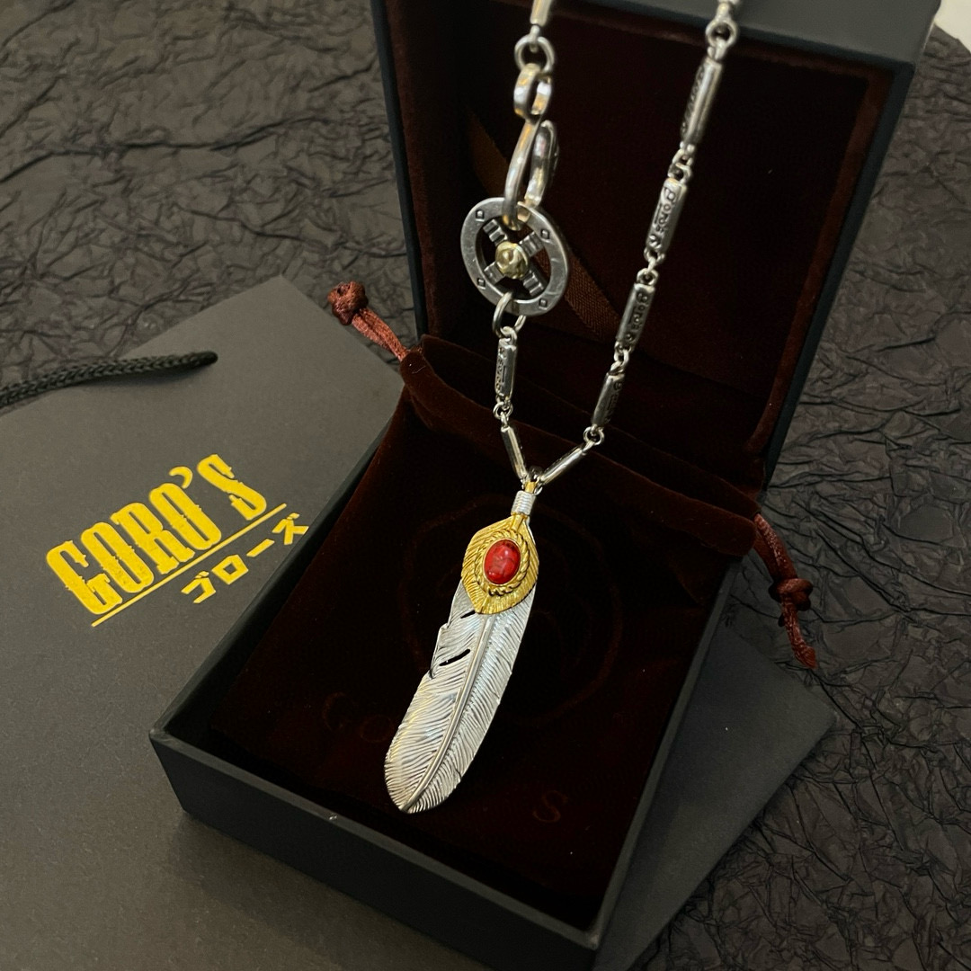 Goro's 新品上架Goro’s高桥吾郎松石羽毛吊坠 高桥吾郎竹节项链 认准独家拍摄 主攻高端市场