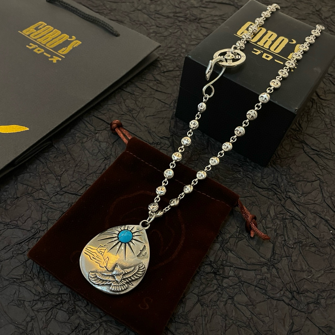 Goro's 新品上架Goro’s高桥吾郎银牌松石老鹰吊坠 高桥 飞鸟项链 认准独家拍摄 主攻高端市场