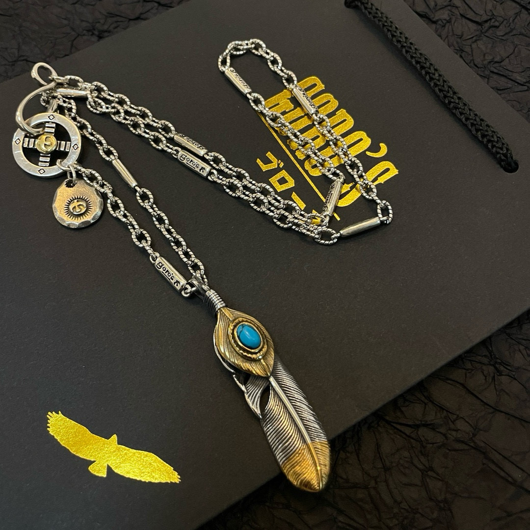 Goro's 新品上架Goro’s高桥吾郎点金羽松石羽毛吊坠 高桥 竹节项链 认准独家拍摄