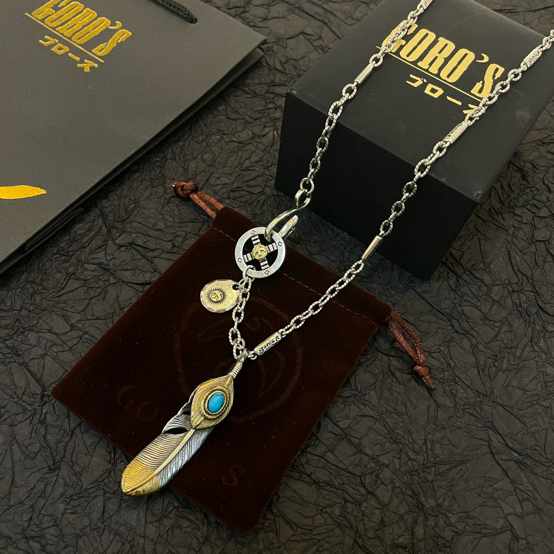 Goro's 新品上架Goro’s高桥吾郎点金羽松石羽毛吊坠 高桥 竹节项链 认准独家拍摄