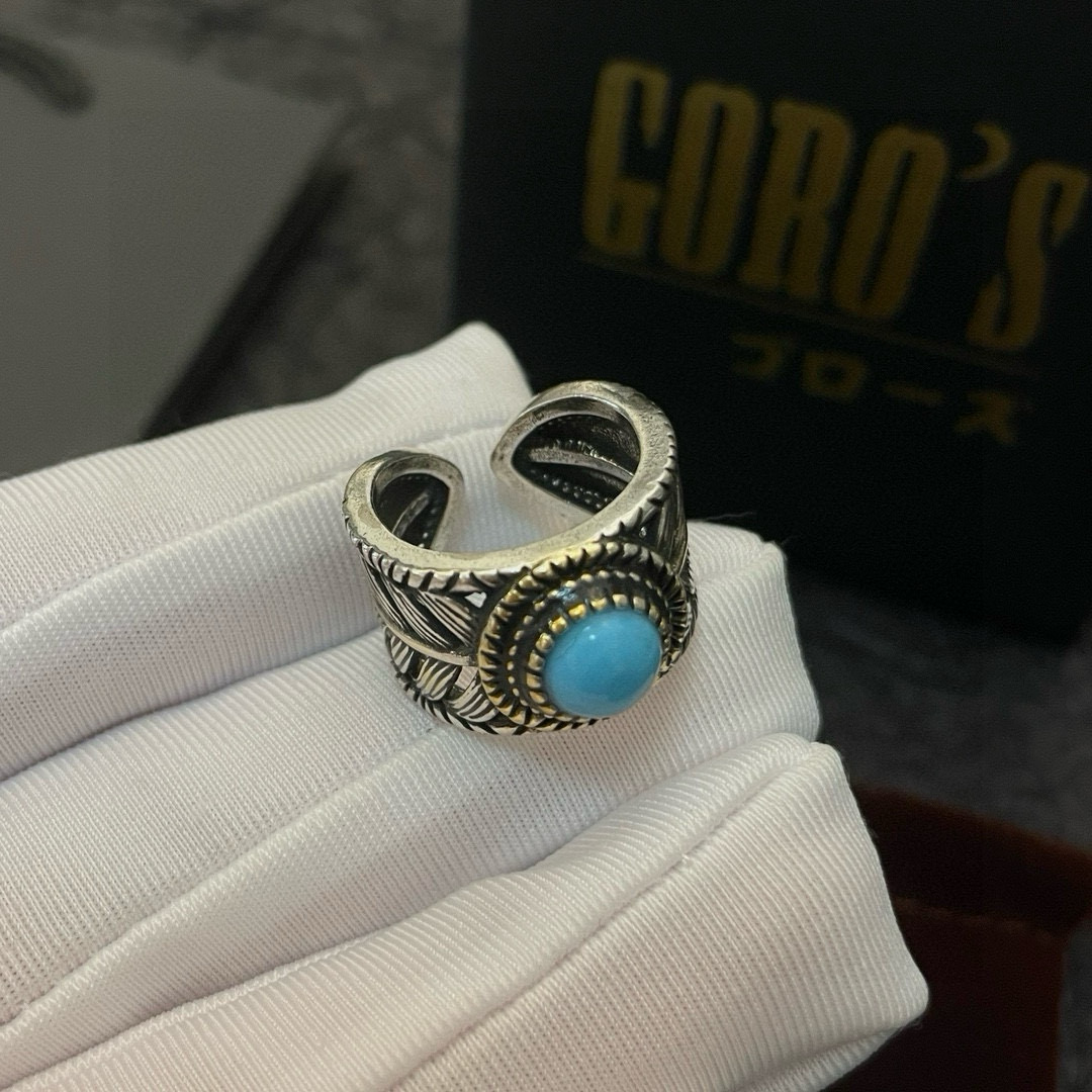 NO:763317,Batch [new product on the shelves] Goro’s Goro Takahashi turquoise feather ring, top version. Be sure to take exclusive photos. Focus on the high-end market. It is absolutely different from the ordinary version!  The product details in the pictures are consistent with ZP!  Original production process, exquisite quality, purely handmade ~ Genuine open mold, fashionable must-have, can be worn by both men and women, same style for couples, rock punk Thai silver style, retro elements, trendy and versatile, same style as the official website, fine jewelry, ring19860909批【新品上架】Goro’s高桥吾郎松石羽毛戒指,顶级版本 认准独家拍摄 主攻高端市场 绝对区别普通版本！图片产品细节与ZP一致！原版制作工艺 精工品质 纯手工打造 ～正品开模潮流时尚必备 男女均可佩戴 情侣款同款 摇滚朋克泰银风格 复古元素 潮流百搭 官网同款,饰品精品,ring,Jewelry