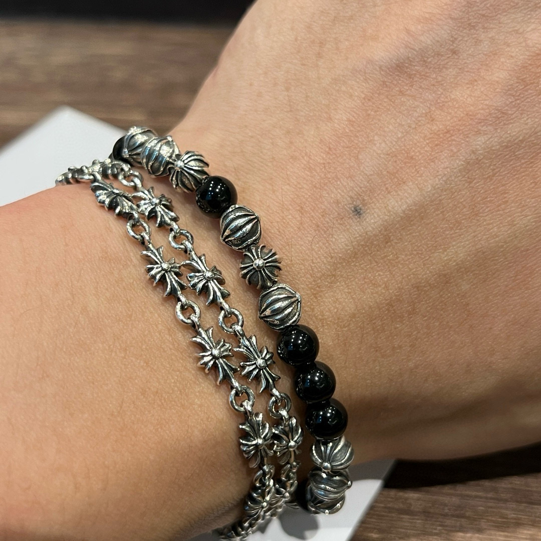 NO:724736,Chrome Hearts Natural Obsidian 19 Silver Beads Bracelet, Versatile and Very Beautiful, Suitable for Stacking and Matching, Boutique Jewelry, Chrome Hearts, Chrome Hearts19860909Chrome Hearts克罗心 天然黑曜石 19银珠手串 个性百搭上手非常好看的一款 适合叠戴搭配,饰品精品,chrome hearts,chrome hearts,Jewelry