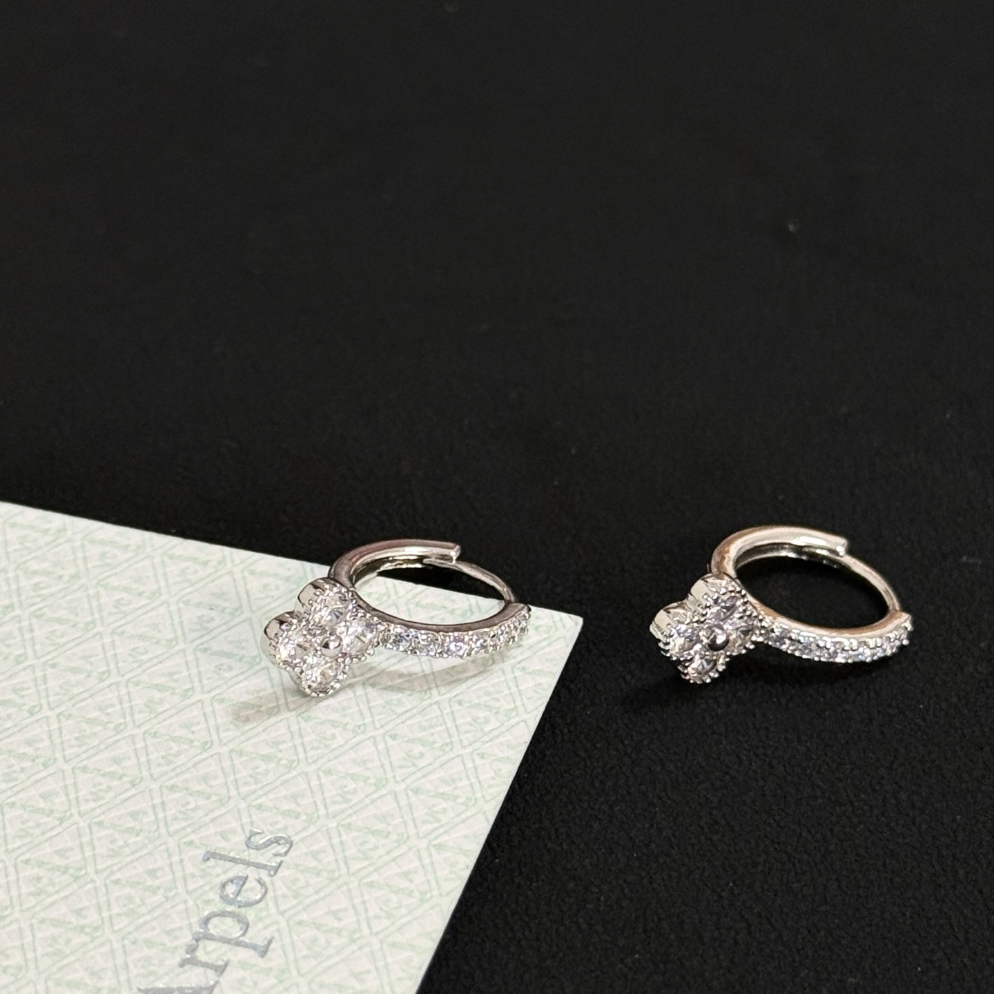 Van Cleef Arpels Alhambra earrings white gold with clear diamonds 12mm hoop diameter