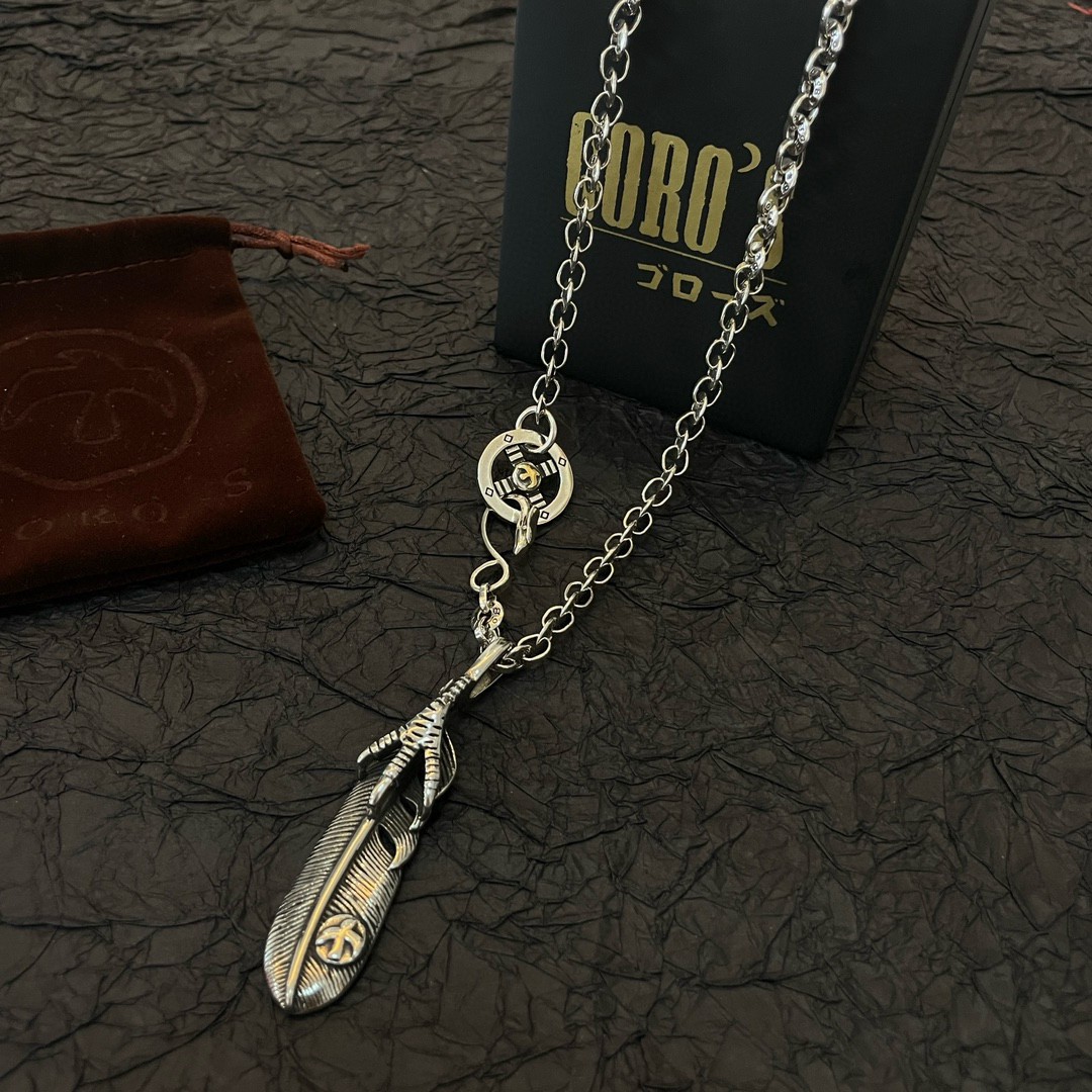 Goro's 新品上架Goro’s高桥吾郎鹰爪羽毛吊坠 高桥 环扣字母项链 认准独家拍摄 主攻高端市场