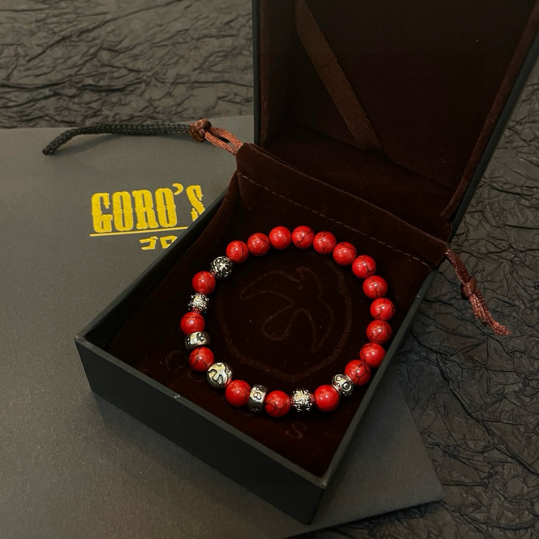 Goro's 新品上架Goro’s高桥吾郎小银牌红色琉璃珠手串手链
