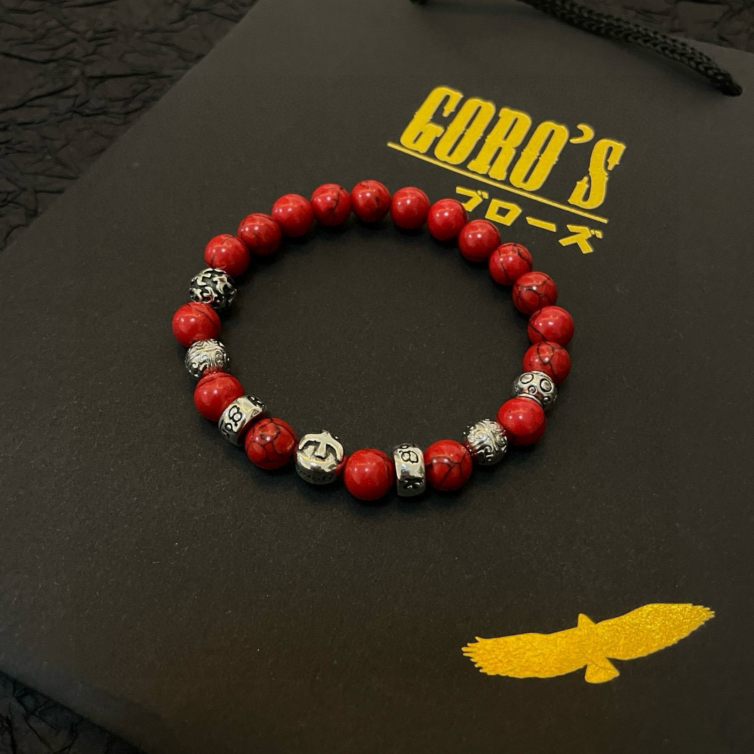 Goro's 新品上架Goro’s高桥吾郎小银牌红色琉璃珠手串手链