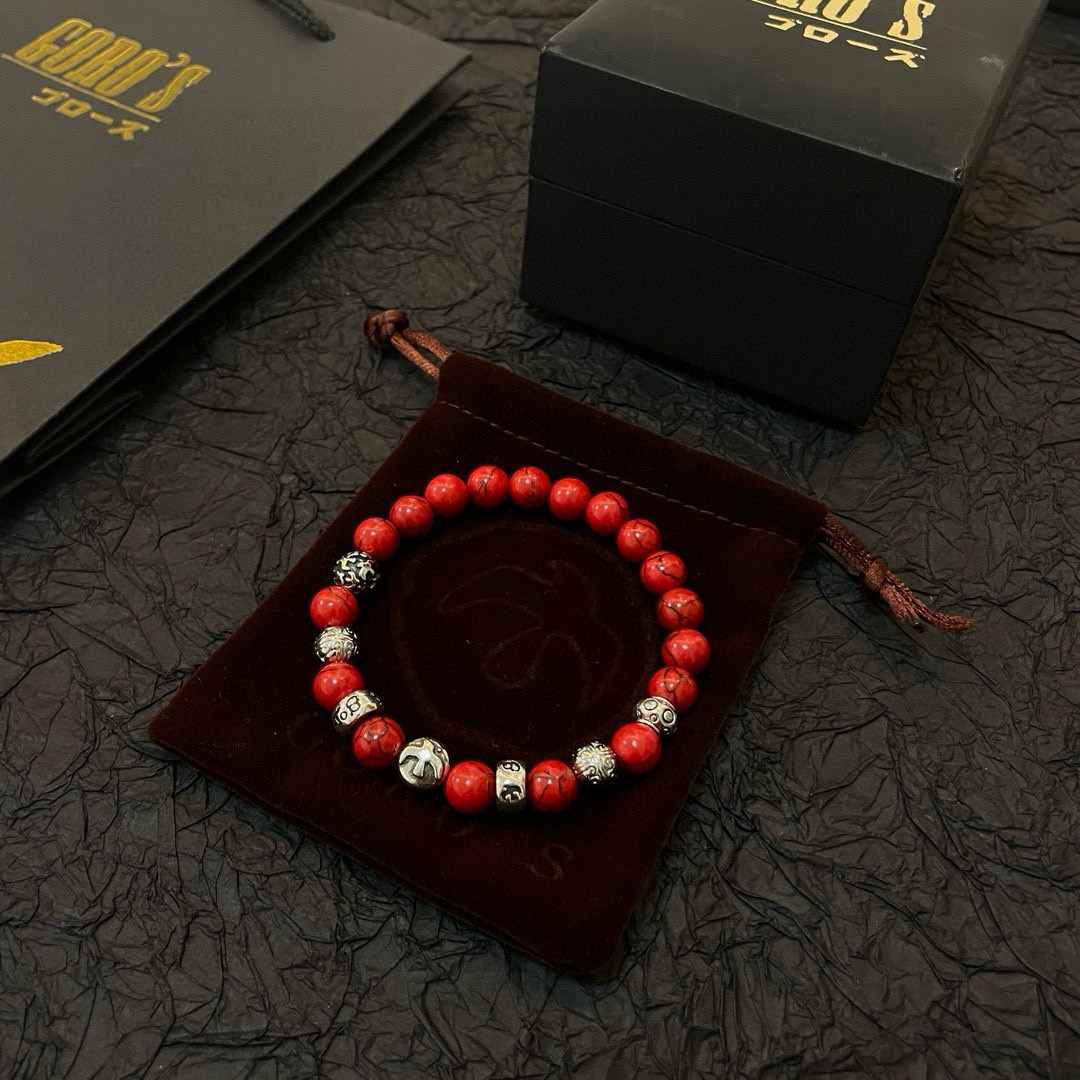 Goro's 新品上架Goro’s高桥吾郎小银牌红色琉璃珠手串手链