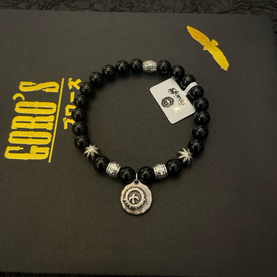 Goro's 新品上架Goro’s高桥吾郎黑玛瑙小银牌手串手链