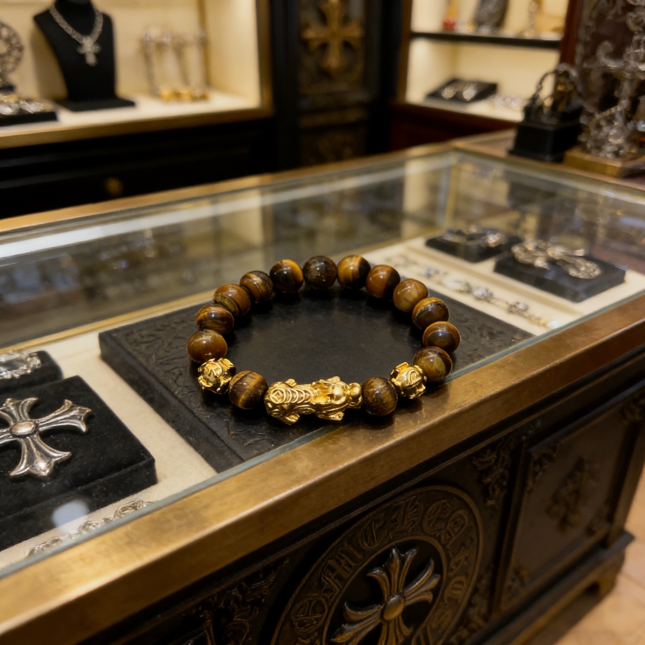Nuevo [Calidad de boutique] Chrome Hearts collar de mano de ojo de tigre con elementos retro, diferentes diseños de pat…