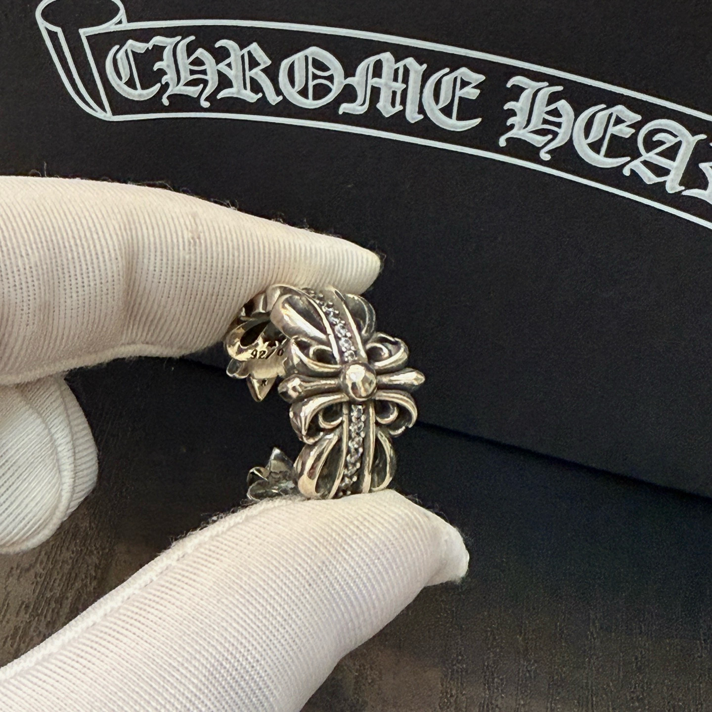 [Calidad de boutique] Chrome Hearts anillo de cruz de flores con diamantes completo clásico retro, diferentes diseños d…