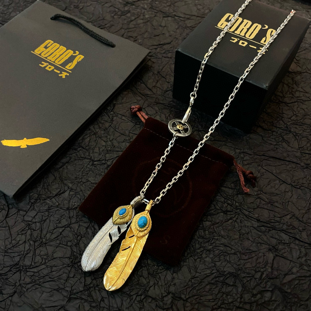 【新品上架】Goro’s高桥吾郎松石羽毛吊坠，高桥经典项链，顶级版本，认准独家拍摄，主攻高端市场 ，快手