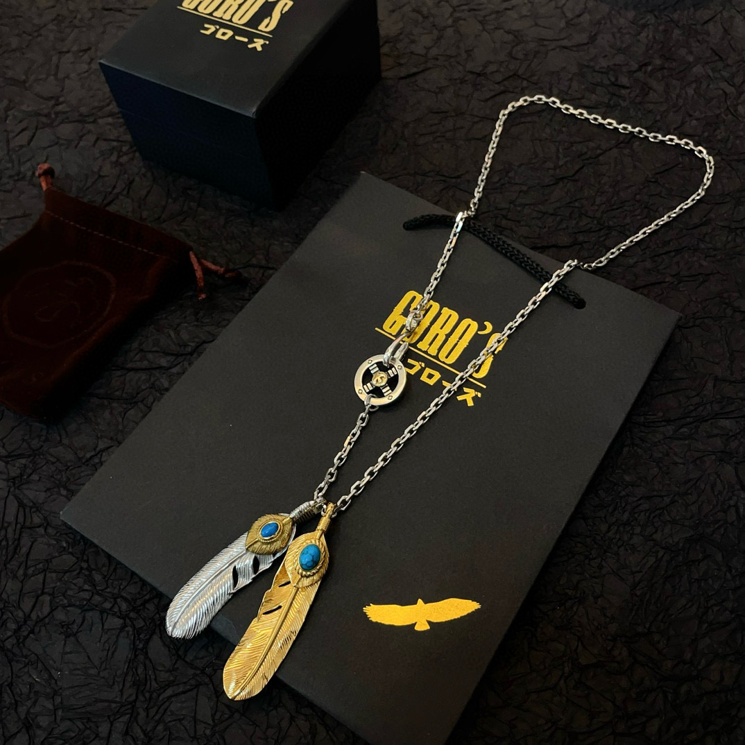 【新品上架】Goro’s高桥吾郎松石羽毛吊坠，高桥经典项链，顶级版本，认准独家拍摄，主攻高端市场 ，快手