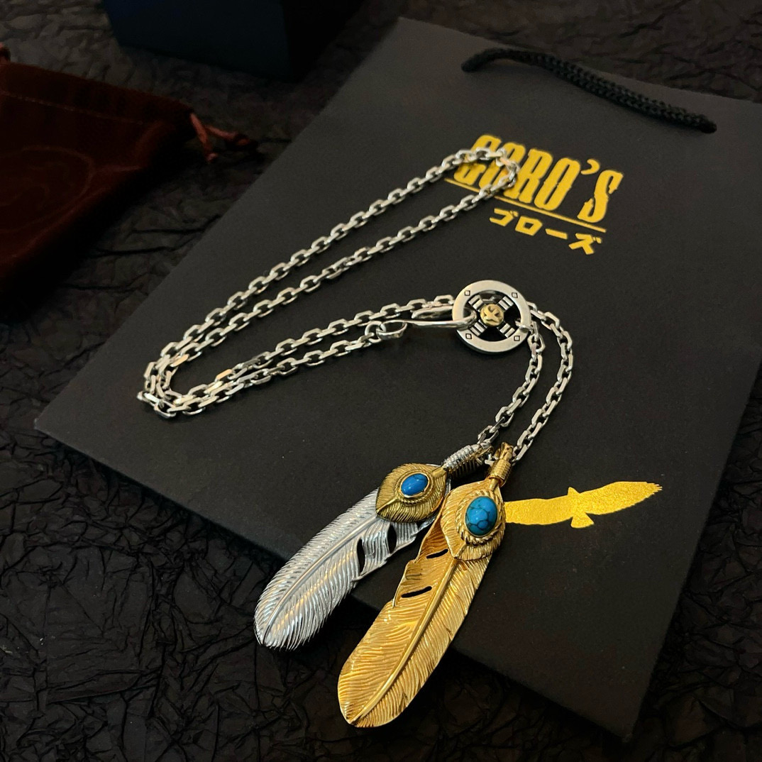【新品上架】Goro’s高桥吾郎松石羽毛吊坠，高桥经典项链，顶级版本，认准独家拍摄，主攻高端市场 ，快手