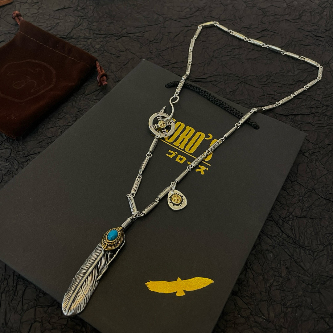 【新品上架】Goro’s高桥吾郎松石羽毛吊坠，高桥竹节项链，顶级版本，认准独家拍摄，主攻高端市场 ，快手